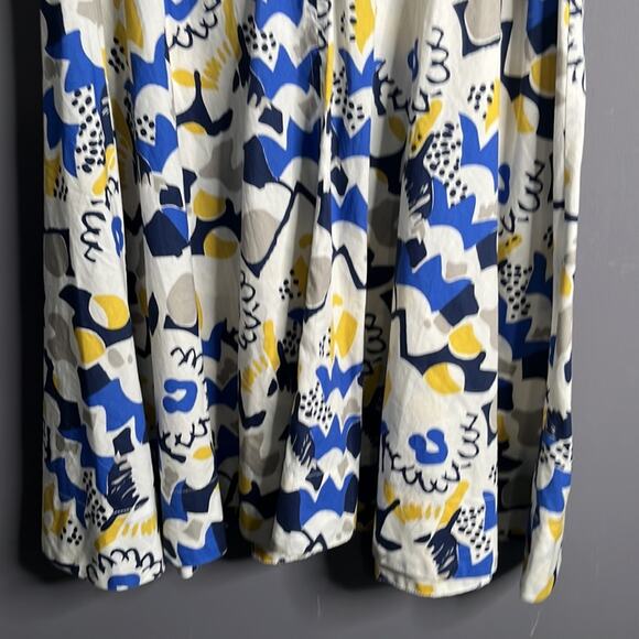 French Connection Blue and Yellow Sleeveless A Line Dress Size 4 - Picture 4 of 9